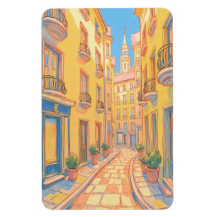 Íman Sunny European Street Cozy Architecture Viagem Art
