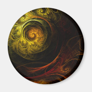 Íman Sunrise Floral Vermelha Abstrato Arredondada Magne