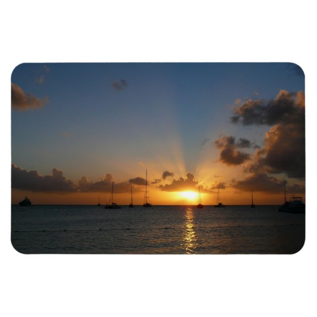 Íman Sunset com Imagem de Paisagem Tropical de Barcos d (Horizontal)
