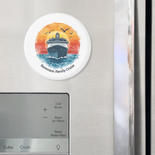 Íman Sunset Family Name Vacation Cruise Ship Keepsake (In Situ (Fridge))