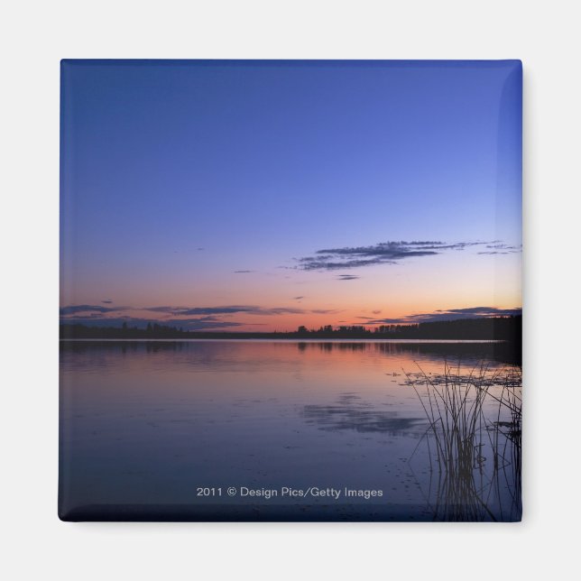 Íman Sunset Sobre Lago Wabamun Com Grama (Frente)