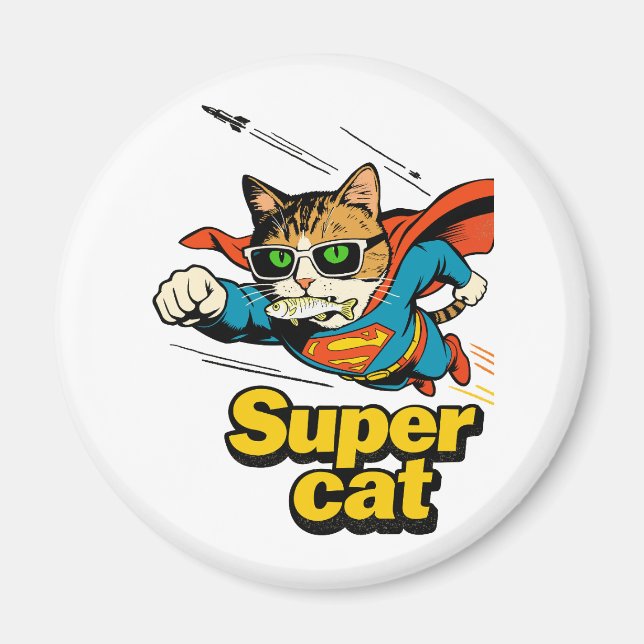 Íman Super Gato Voando com Peixe  (Frente)