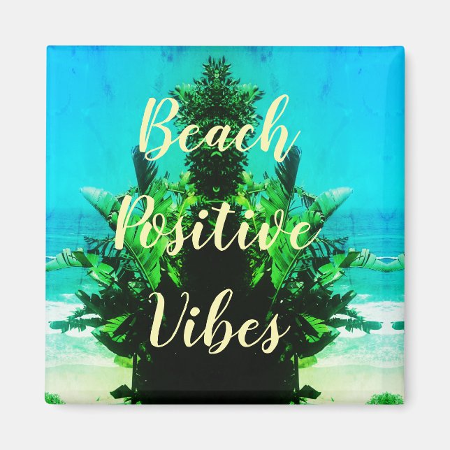 Íman Super Green Summer Beach Positive Vibes Magnet (Frente)