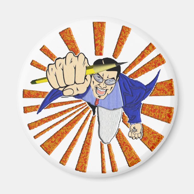 Íman Super-herói com Lápis (Frente)