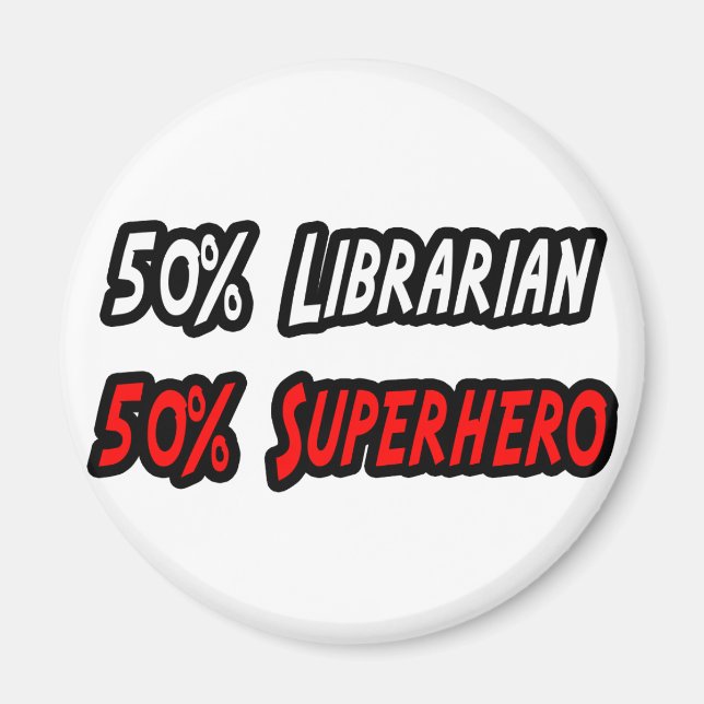 Íman Super-herói Half Bibliotecário (Frente)