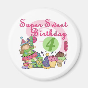 Íman Super Sweet 4th Birthday T-shirts e presentes