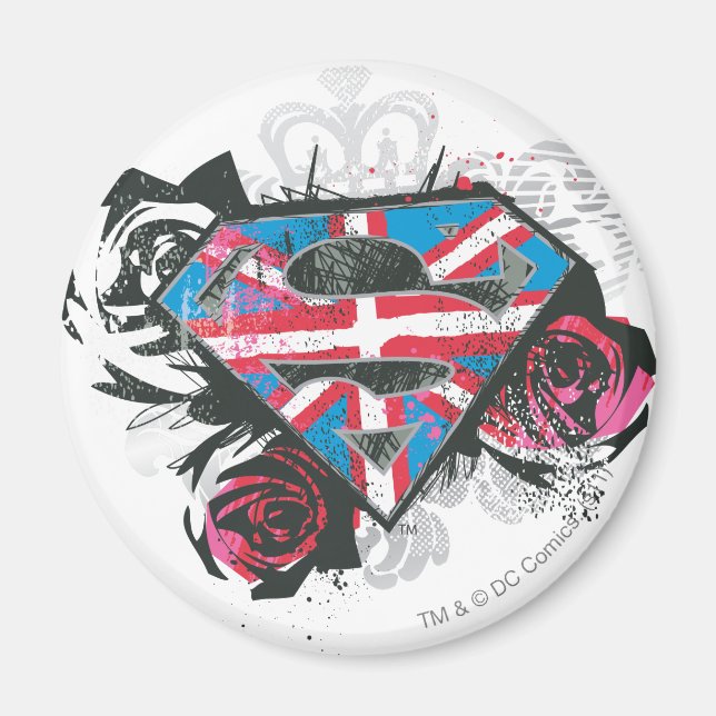 Íman Supergirl British Flag e Rosas (Frente)