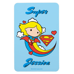 Íman Supergirl Chibi Voando Arco-Íris