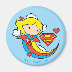 Íman Supergirl Chibi Voando Arco-Íris