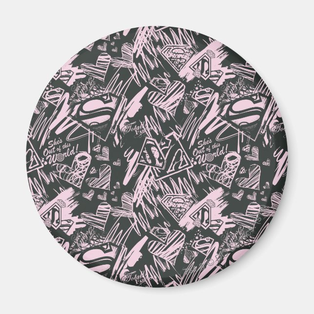 Íman Supergirl Pink e Black Scribbles (Frente)