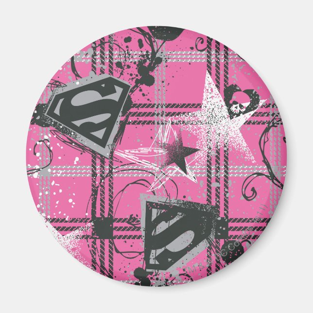 Íman Supergirl Pink Splatter Square (Frente)