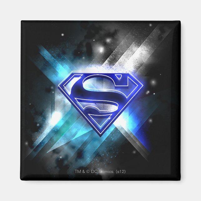 Íman Superman Estilizado | Logotipo de cristal branco a (Frente)