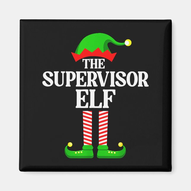 Íman Supervisor Elf Family Matching Group Funny Christm (Frente)