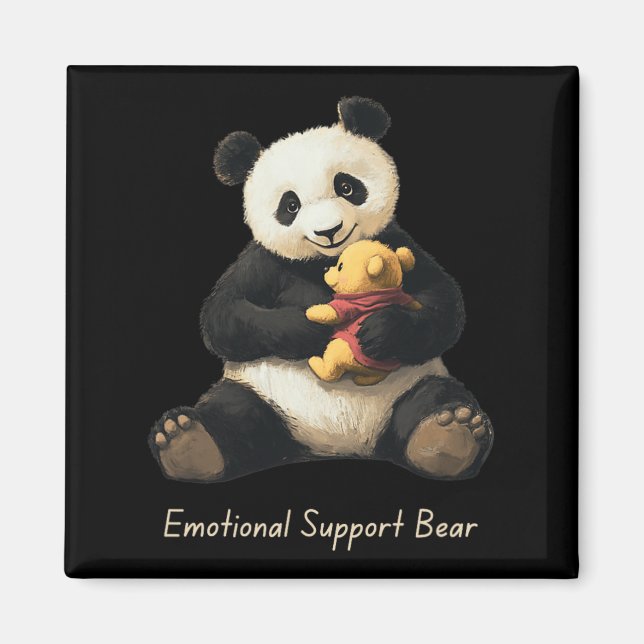 Íman Suporte Emocional Urso De Panda Segurando Um Urso  (Frente)