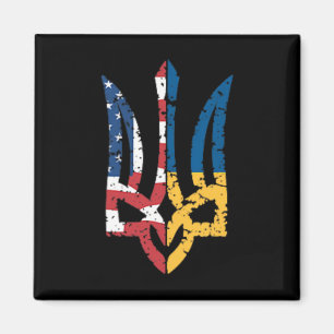 Íman Suporte Vintage Ucrânia Bandeira Americana Trident