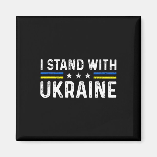 Íman Support I Stand With Ukraine Ukrainian Flag  (Frente)