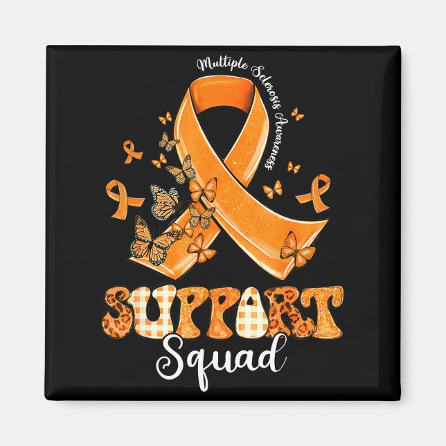 Íman Support Squad Orange Ribbon Butterfly Ms Awareness (Frente)