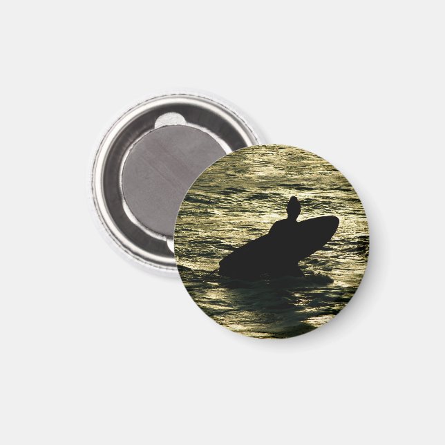 Íman Surf Golden Hour Bali Round Magnet (Front/Back)