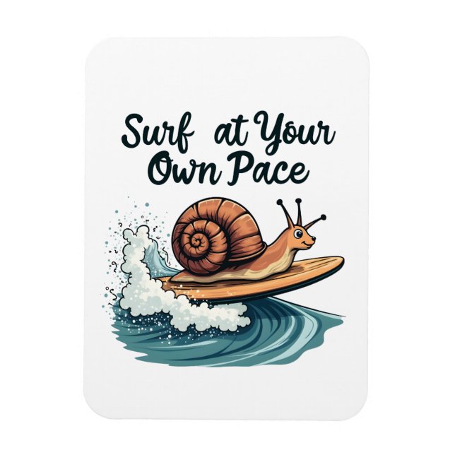 Íman Surf No Seu Próprio Pace Engraçado Surfing Snail (Vertical)