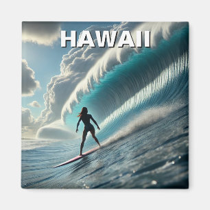 Íman Surfando no Havaí na Onda da Surfista do Havaí