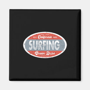 Íman Surfando no Oceano Califórnia 1985 Praia Verão Ret