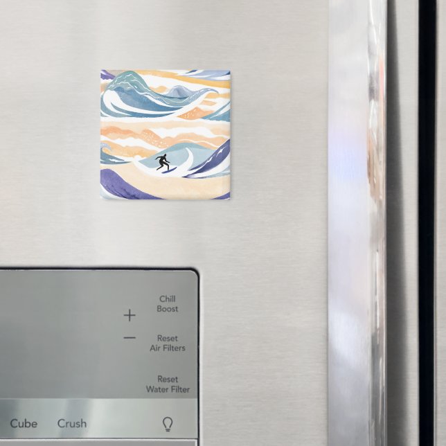 Íman Surfar na Onda | Oceano de Aquarela Contemporânea (In Situ (Fridge))