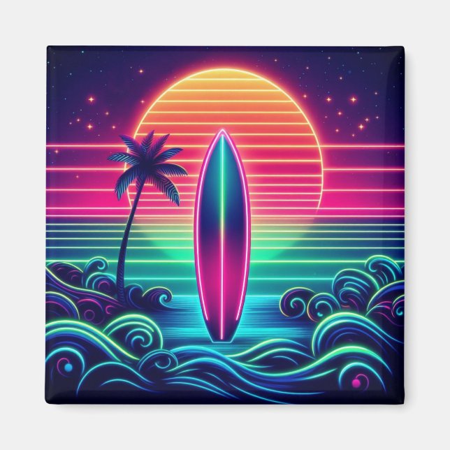 Íman Surfar no Neon Sunset (Frente)