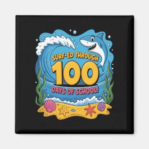 Íman Surfeou 100 Dias De Escola Tubarão Engraçado