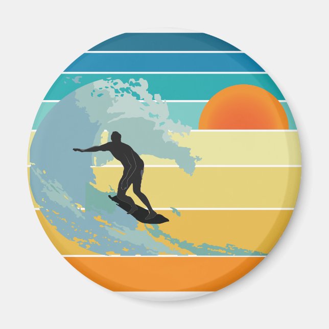 Íman Surfer Dude Vintage Sunset (Frente)