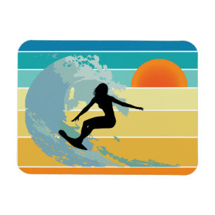 Íman Surfer Girl Vintage Sunset