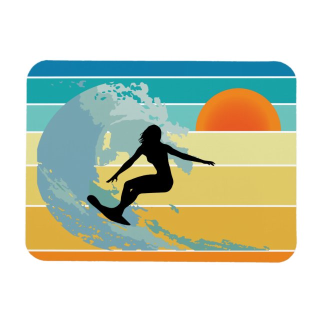 Íman Surfer Girl Vintage Sunset (Horizontal)