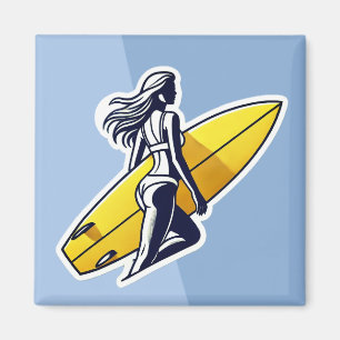 Íman Surfista com Surfboard Amarelo