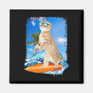Íman Surfista Havaiano Fofo Gato Amante Surfista Praia