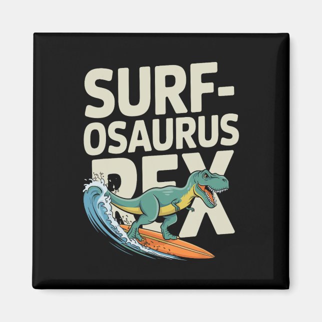 Íman Surfosaurus Rex Dinossauro Divertido de Surfar  (Frente)