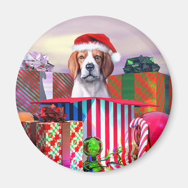 Íman Surpresa de Beagle Christmas (Frente)