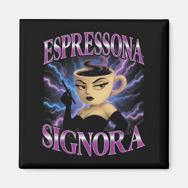 Íman Surreal italiano Brainrot Meme Espressona Signora  (Frente)