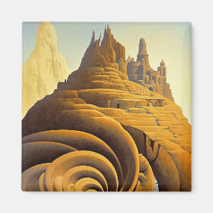 Íman Surreal Mountain City Fantasy Art