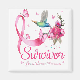 Íman Survivor Hummingbird Ribbon Breast Cancer