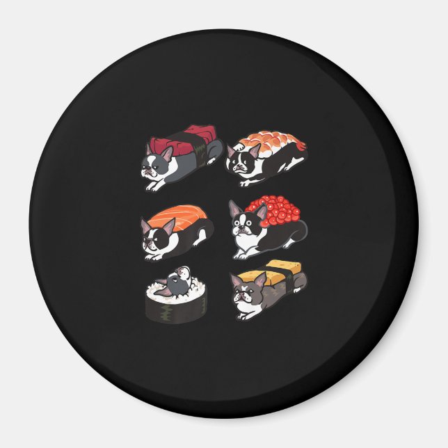 Íman Sushi Boston Terrier Premium T-Shirt (Frente)
