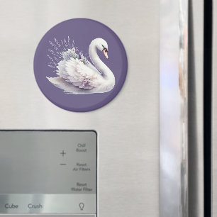 Íman Swan de Aquarela com Florais de Lavanda