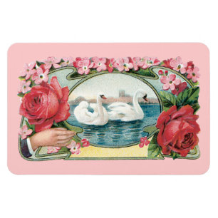 Íman Swans e Rosas Vintage Art