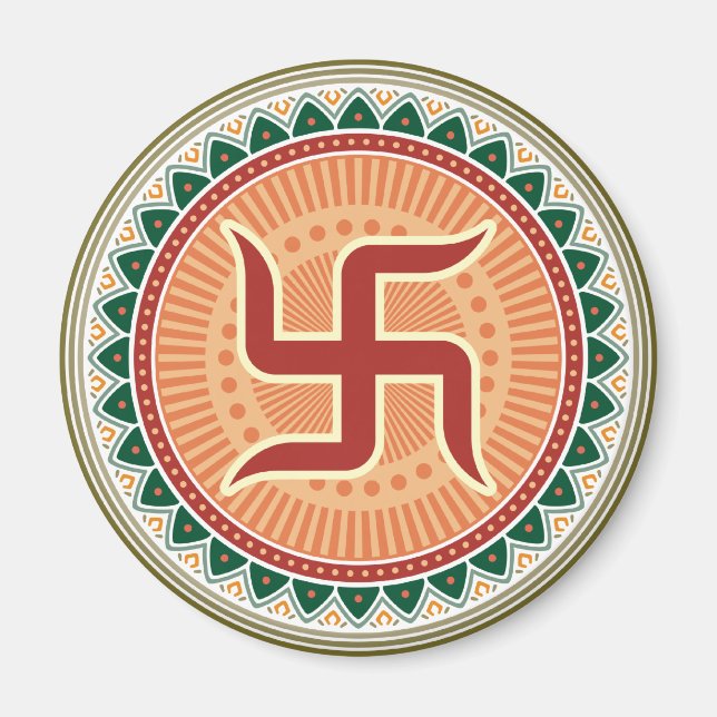 Íman Swastika com estilo tradicional indiano Mandana (Frente)