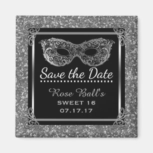 Íman Sweet 16 Save the Date 16th Birthday Glam Silver