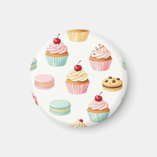 Íman Sweet Cupcake Macaron Pattern (Frente)