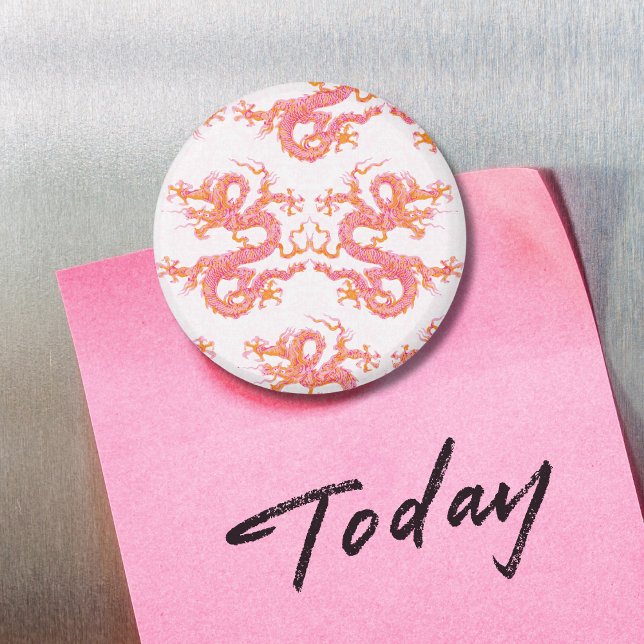 Íman Swirling Dragon in Pink and Orange Magnet (Criador carregado)