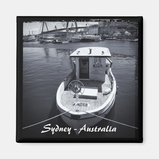 Íman Sydney - Austrália, Barco, Ponte (Imã de geladeira (Frente)