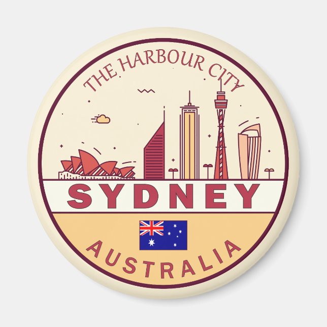 Íman Sydney Austrália City Skyline Emblem (Frente)