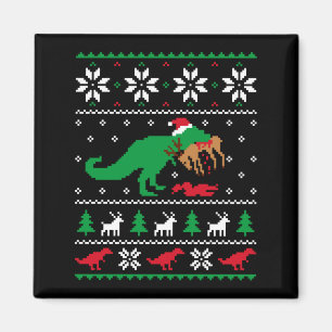 Íman T Rex Comendo Rena Dinossauro Engraçado Natal Feio