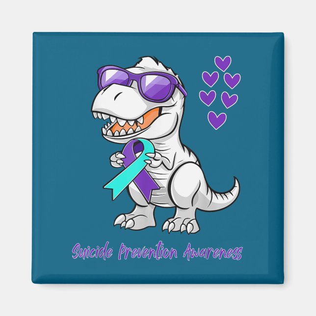 Íman T-rex Dinosaur Suicide Prevention Awareness Day Di (Frente)