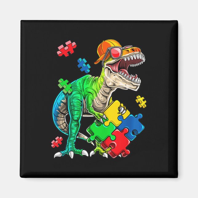 Íman T Rex Dinossaur Autismo Autismo Quebra-cabeça Piec (Frente)